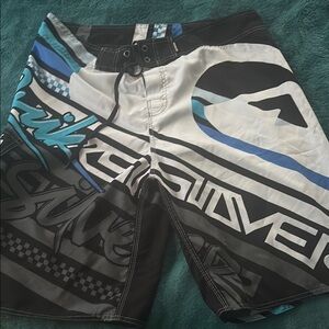 Quiksilver Black, White, and Blue Board Shorts